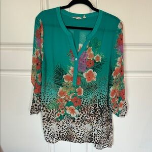 Soft Surroundings Floral and Animal Print Women's Top